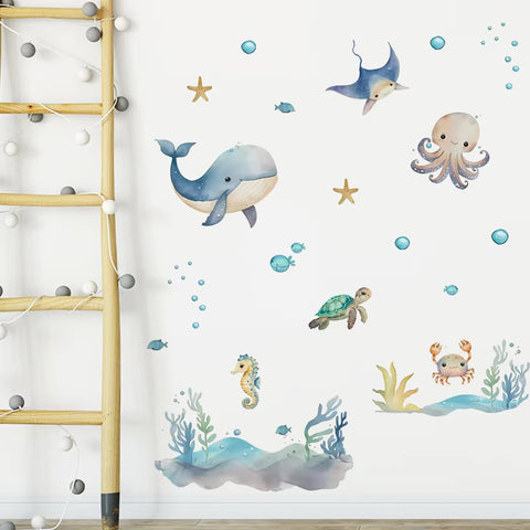 Marine Animal Watercolor Decals