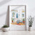 Mediterranean Blue Doors Watercolor – Boat Scene Print