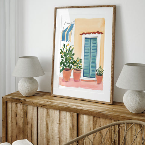 Italian Window Watercolor Art Print