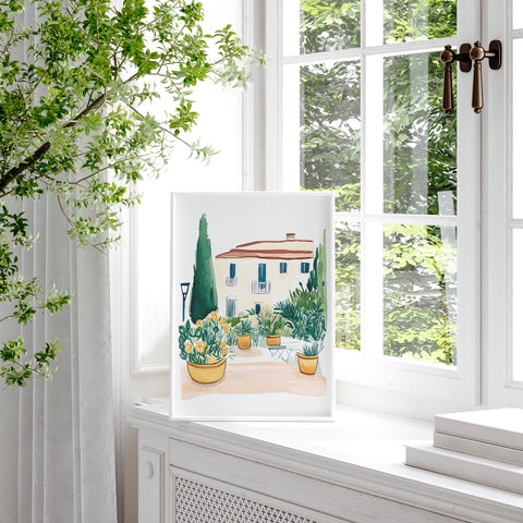 Tuscany Garden Watercolor Art Print