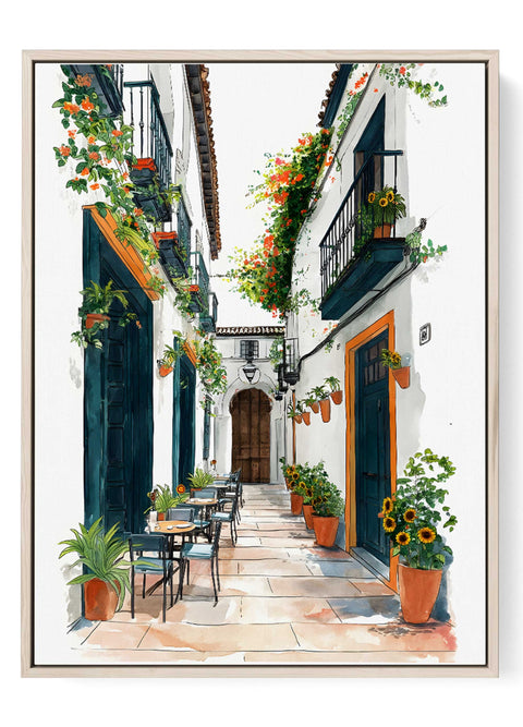 Mediterranean alley floral art print