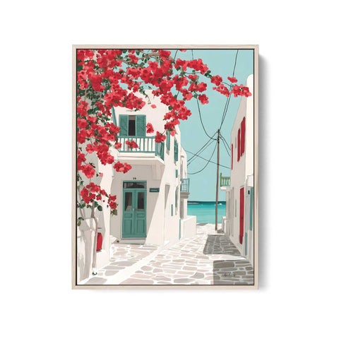 Mediterranean alley with sea view wall art