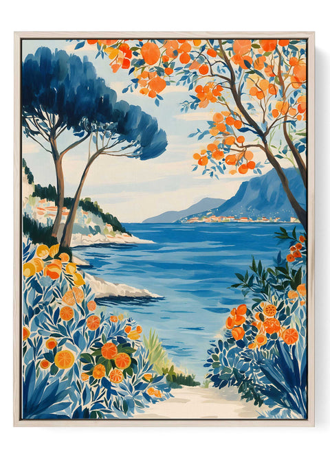 Mediterranean citrus coast landscape print