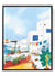 Mediterranean courtyard art print with flower pots and sunshine