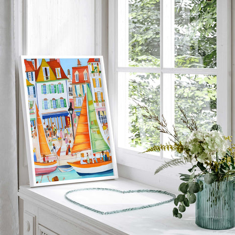 Mediterranean harbour artwork