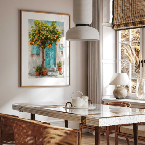 Mediterranean home orange tree art print