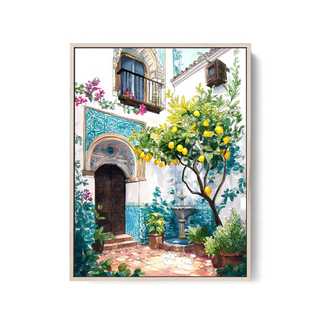 Mediterranean lemon tree patio wall decor