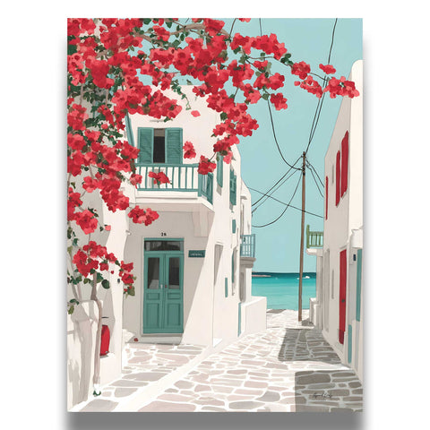 Mediterranean seaside alley wall decor