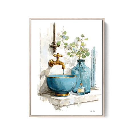 Mediterranean spa bathroom wall art print