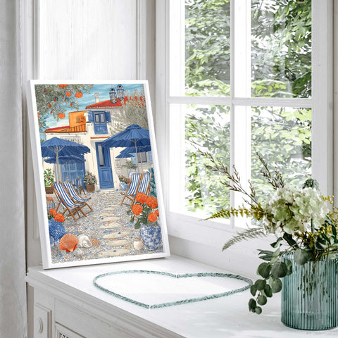 Mediterranean summer wall art seaside home poster