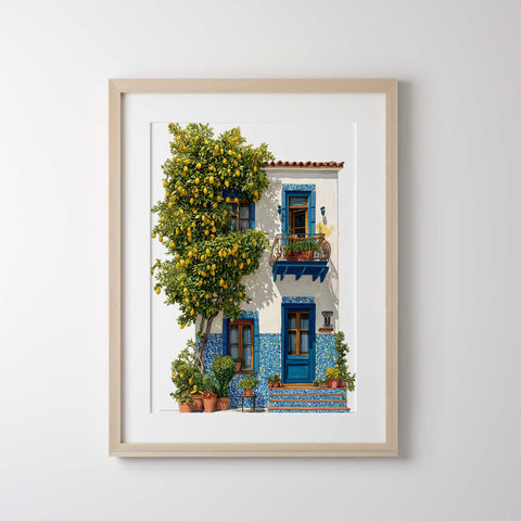Mediterranean tiled house wall art