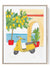 Mediterranean watercolor print of yellow scooter and lemon tree
