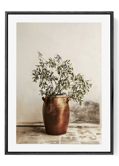 Olive Tree in Copper Pot Print – Mediterranean Botanical Wall Art - oakposter