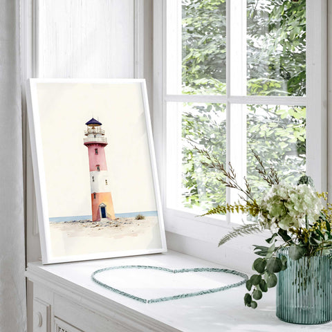Minimal lighthouse artwork seaside print