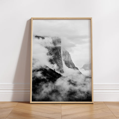 Minimalist Poster Ethereal Mountain and Mist