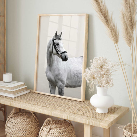 Minimalist Gray Horse Art Print