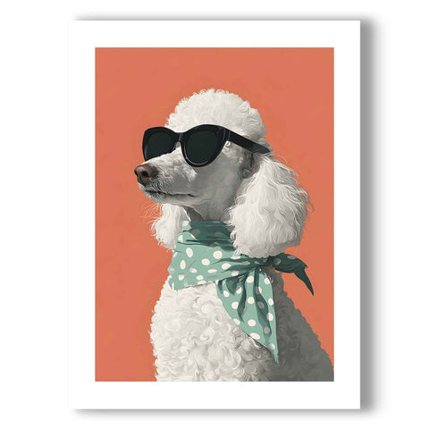 Minimalist animal poster with a bold orange, coral, and white color palette.