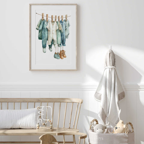 Minimalist baby clothes nursery artwork