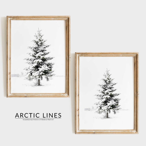 Minimalist bedroom poster with a serene winter landscape theme.