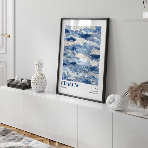 Minimalist blue abstract artwork for living room