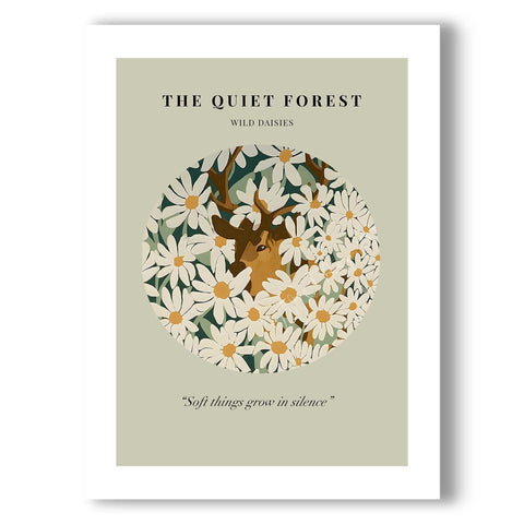 Minimalist botanical wall art with the quote Soft things grow in silence.
