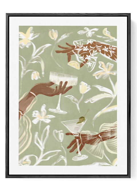 Minimalist cocktail illustration wall decor for a bar cart or kitchen.