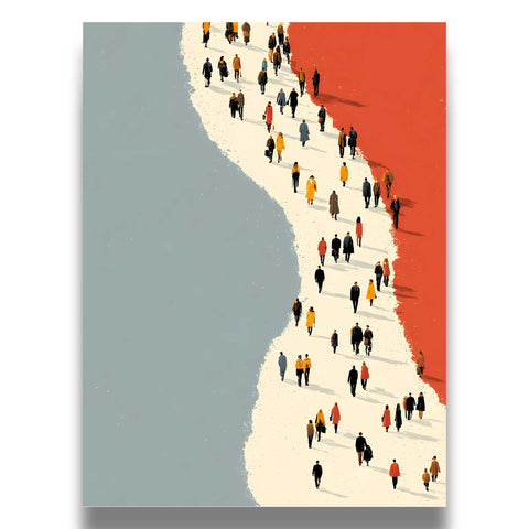 Minimalist crowd beach cityscape poster
