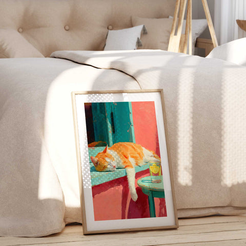 Minimalist drawing of an olive branch and decorative striped vase.