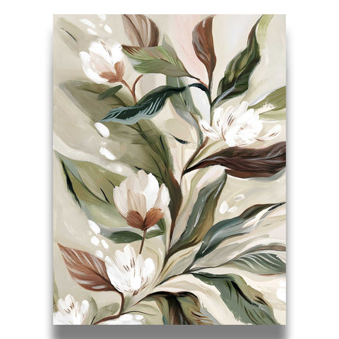 Minimalist flower poster with a focus on organic shapes and soft colors.