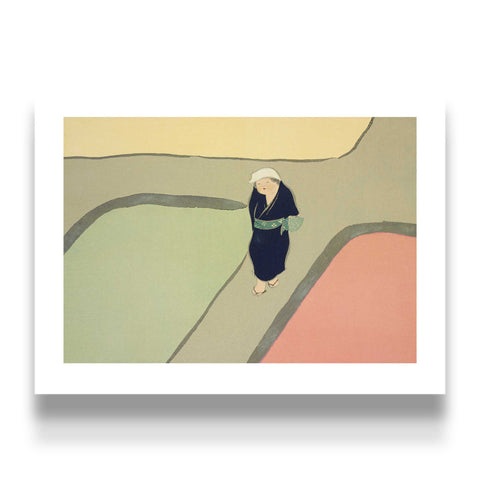 Minimalist kimono woman path illustration