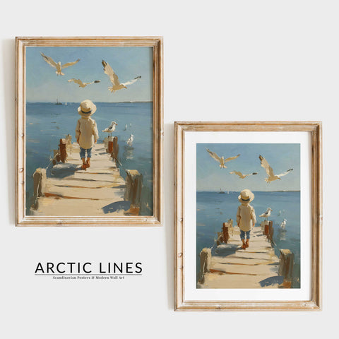 Minimalist landscape poster with a focus on light and ocean reflections.