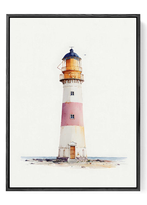 Minimalist lighthouse artwork for beach homes