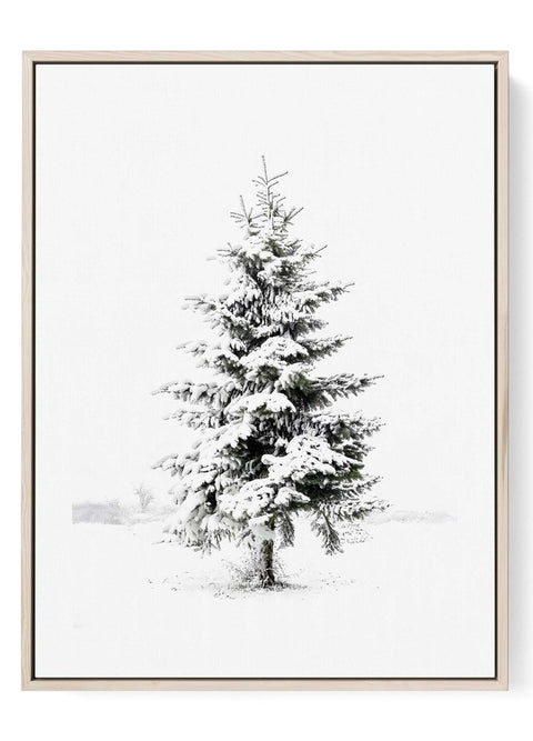 Minimalist line art print of a snowy pine tree silhouette.