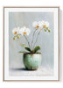 Minimalist White Orchid Art Print | Modern Floral Wall Decor in Green Pot