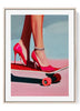 Minimalist Red High Heels & Skateboard Art Print | Bold Modern Fashion Decor