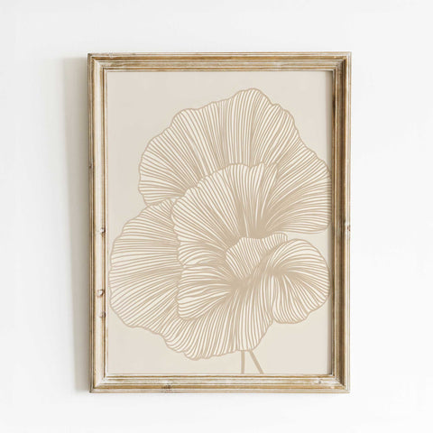 Minimalist neutral flower wall decor for bedroom or living room