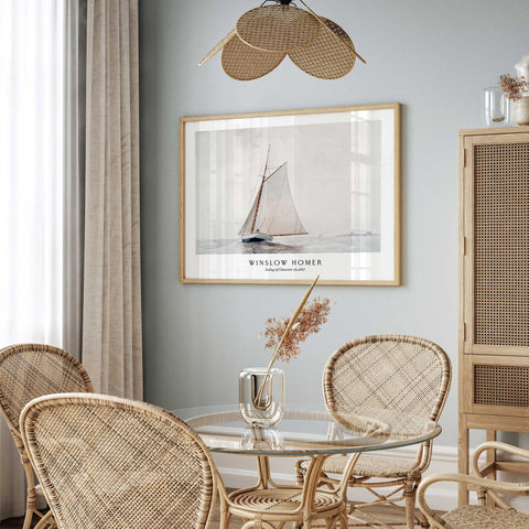 Minimalist ocean sailboat decor