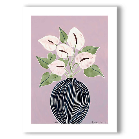 Minimalist pink floral artwork for bedroom or living room decor