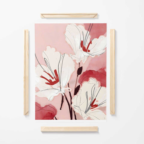 Minimalist red accent floral art