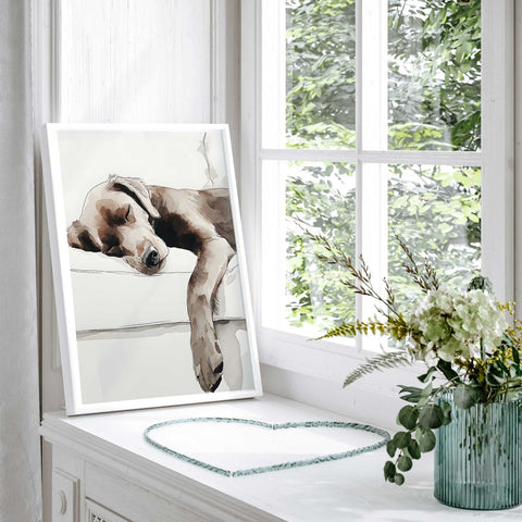 Minimalist sleeping dog wall decor