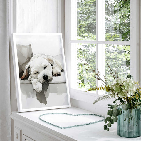 Minimalist sleeping puppy wall decor