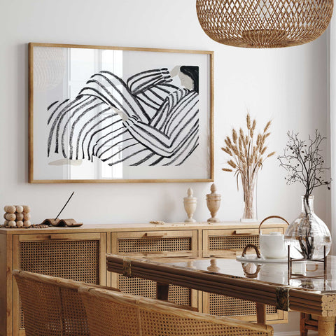 Minimalist striped woman artwork poster