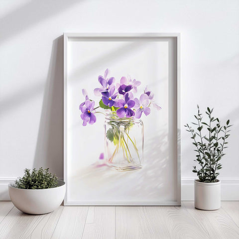 Minimalist violet flower poster