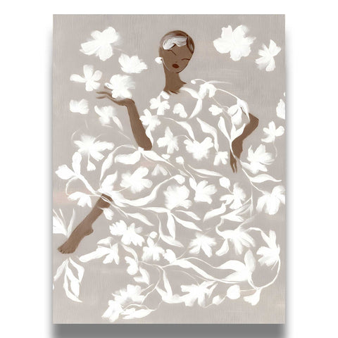 Minimalist woman in flower dress poster for bedroom gallery wall styling