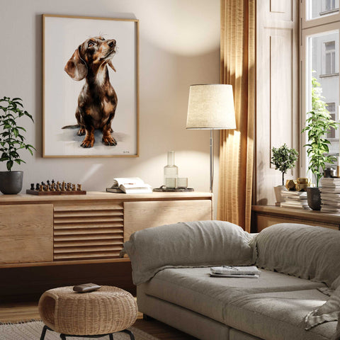 Dog watercolor wall art dachshund breed