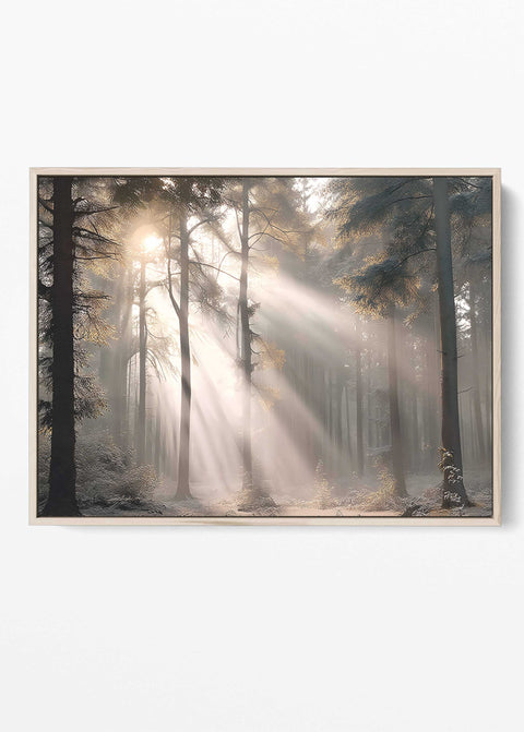 Misty woodland light landscape decor
