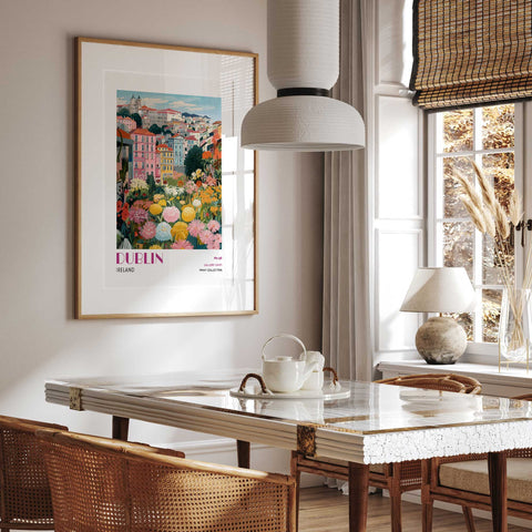Modern Dublin wall art colorful floral illustration