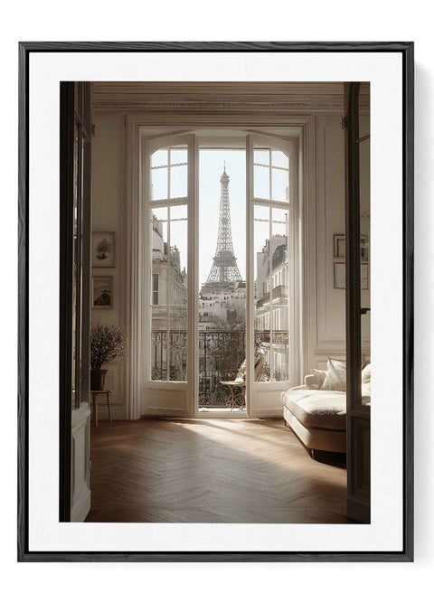 Modern French chic wall decor featuring a classic Parisian apartment interior.