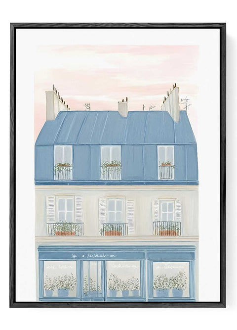 Modern French city wall decor featuring a classic Parisian boulevard illustration.