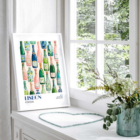 Modern Lisbon drinks illustration poster